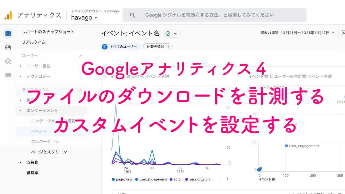 Googleアナリティクス４　ファイルのダウンロードを計測するカスタムイベントを設定する